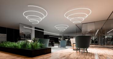 Moderne LED Hängelampe in Spiralform